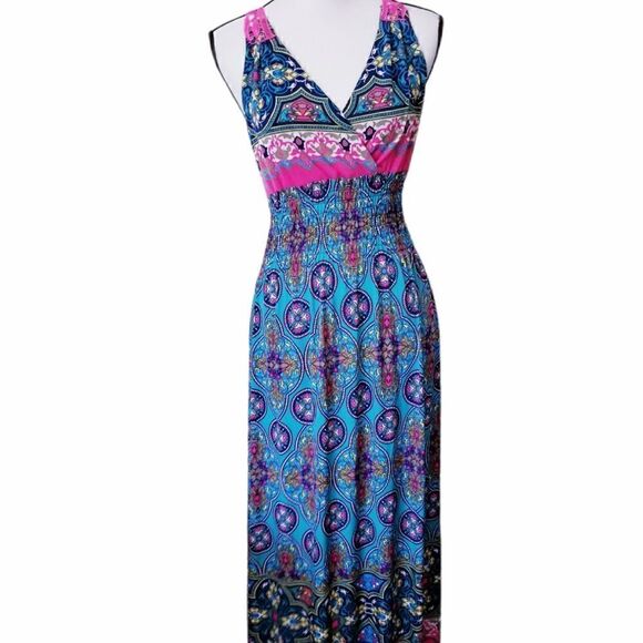 Cinched Vneck Paisley Maxi dress - Picture 1 of 6